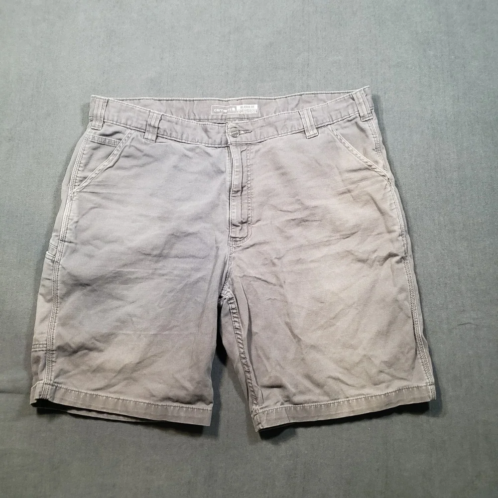 Carhartt Canvas Work Shorts Mens 40 Gray Rugged Flex Relaxed Fit BS2514-M